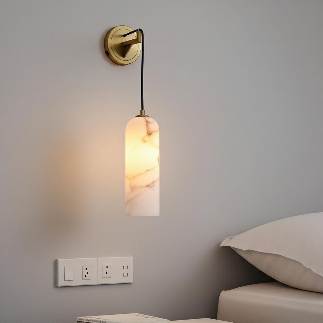 Simple Nordic Copper Alabaster Wall Lamp