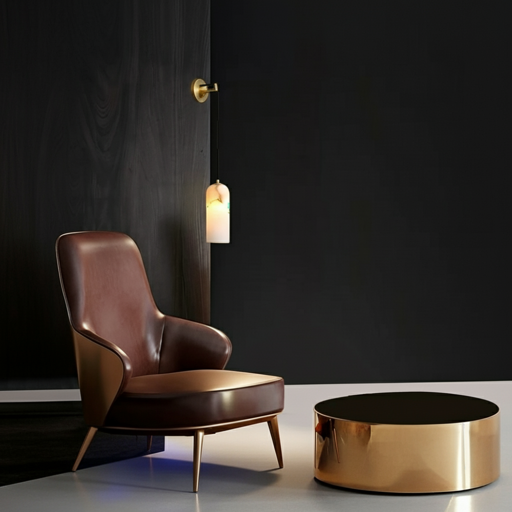 Simple Nordic Copper Alabaster Wall Lamp