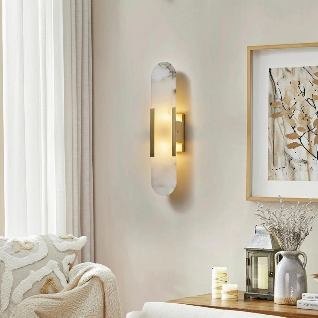 Long Copper Alabaster Wall Lamp