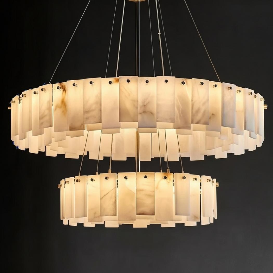 Natural Spanish marble copper chandelier