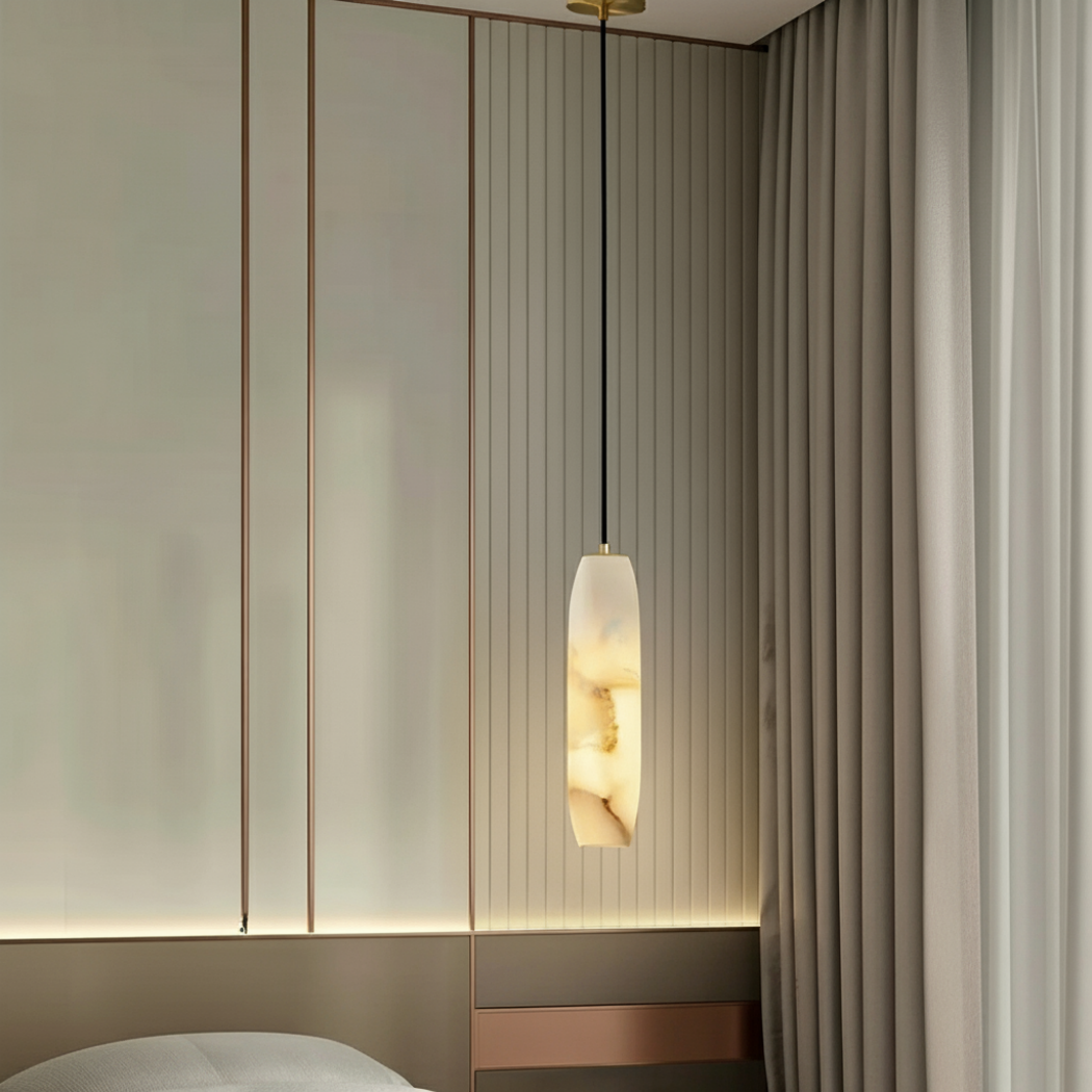 Minimalist Long Alabaster Pendant Light