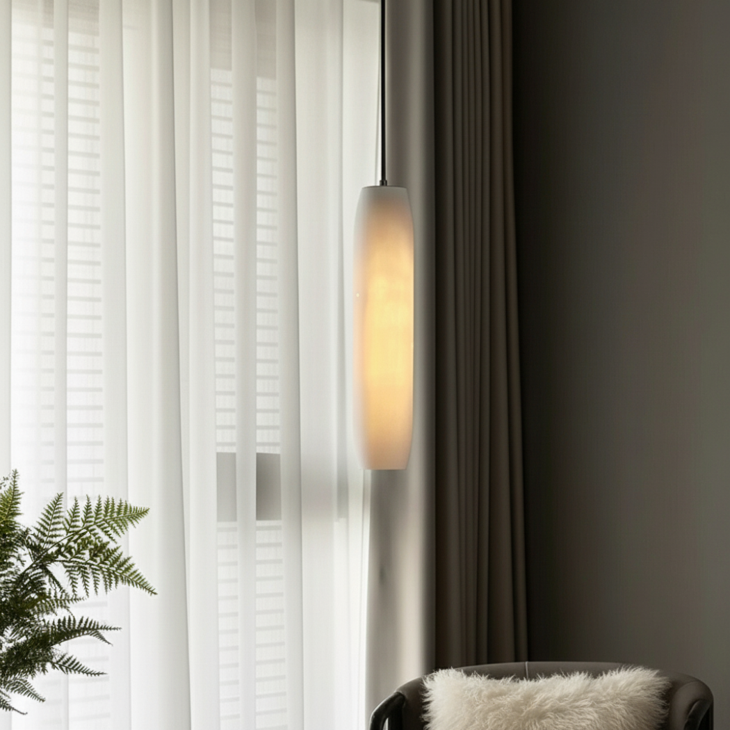 Minimalist Long Alabaster Pendant Light