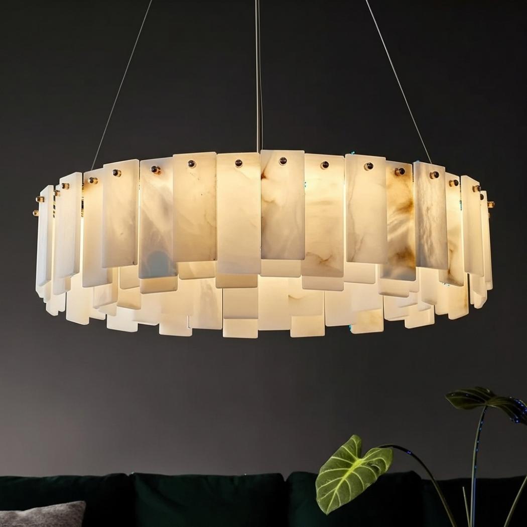 Natural Spanish marble copper chandelier