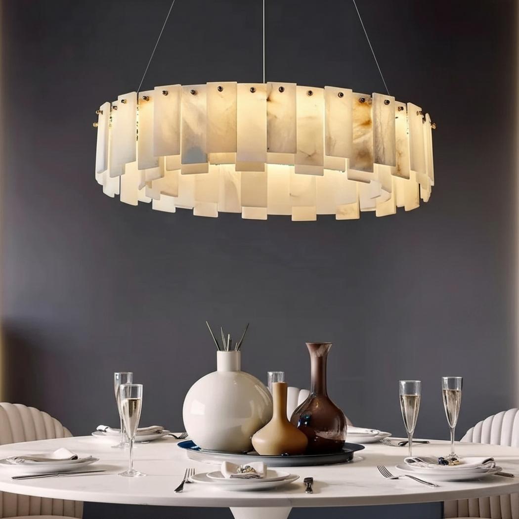 Natural Spanish marble copper chandelier