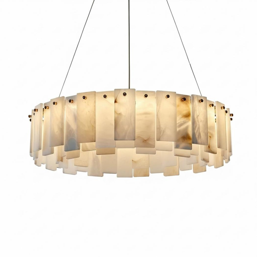 Natural Spanish marble copper chandelier