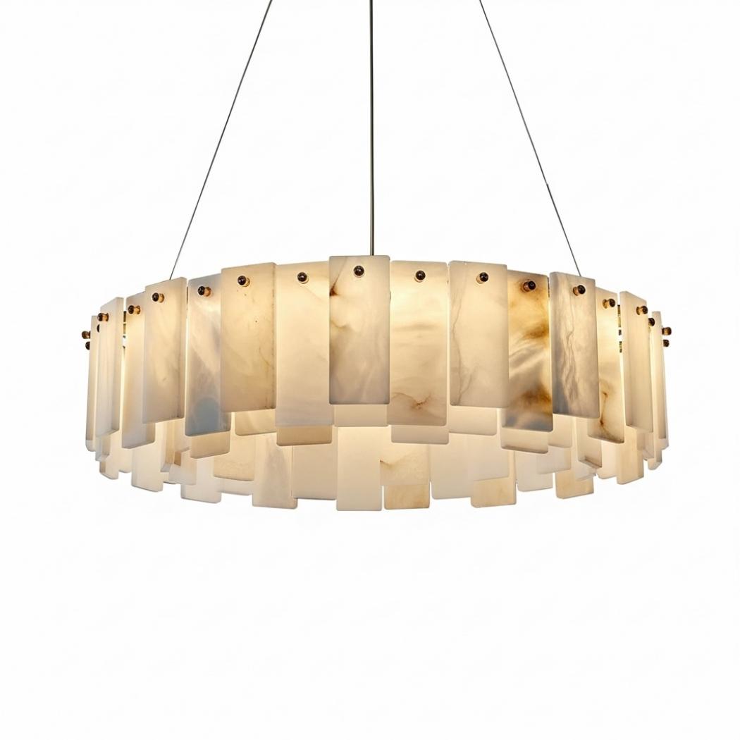 Natural Spanish marble copper chandelier