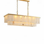 Copper marble rectangular chandelier