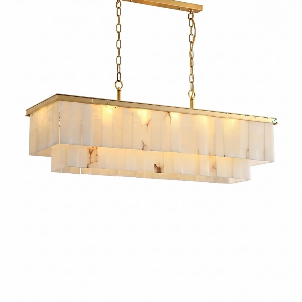 Copper marble rectangular chandelier