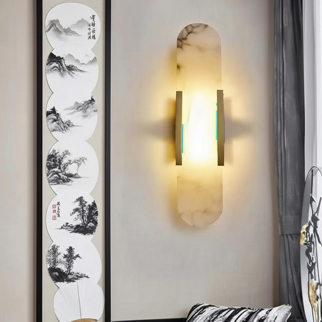 Long Copper Alabaster Wall Lamp
